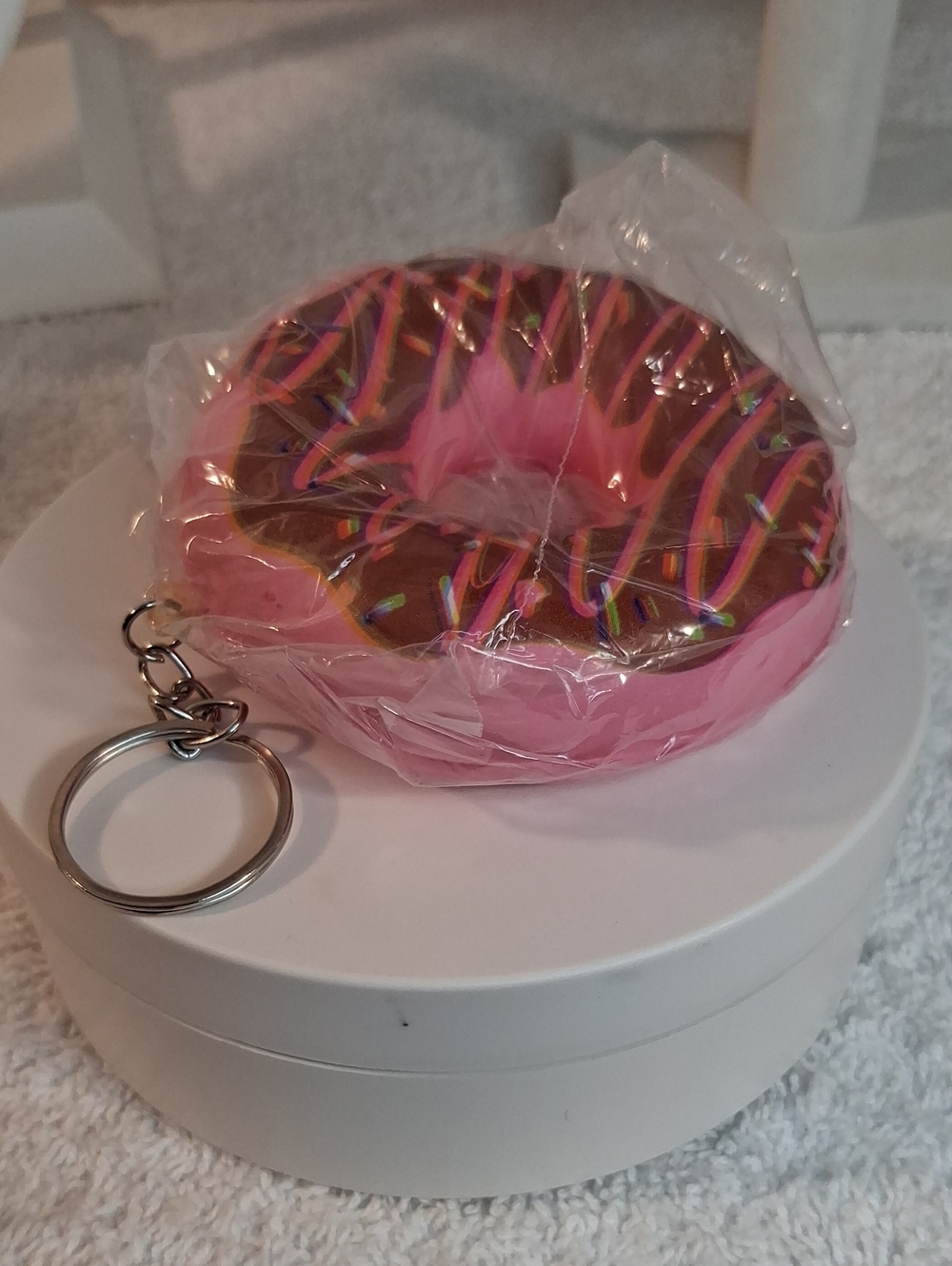 Pink Donut Keychain Squishy Stress Toy